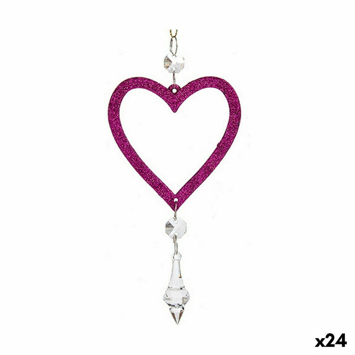 Christmas bauble Krist+ Fuchsia Plastic Glitter 9 x 16 x 2 cm (24 Units)