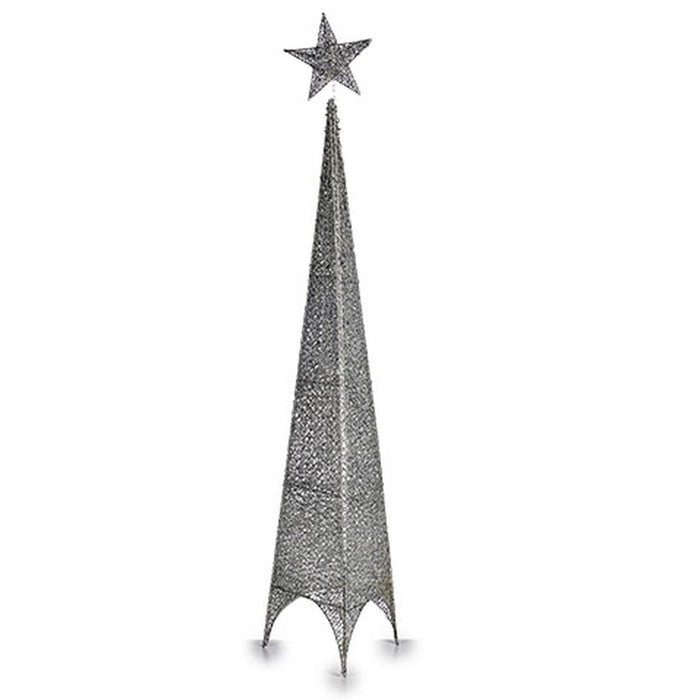 Christmas Tree Krist+ Silver Metal Plastic Star Tower 28 x 127 x 28 cm 107 x 7 x 28 cm (6 Units)