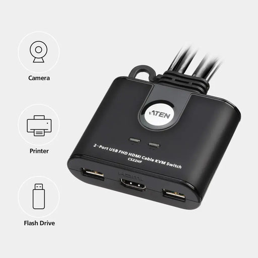 KVM switch ATEN CS22HF Two port USB HDMI - KVM Суичове<<<Мрежово оборудване<<<ValiAPI&&&Switch KVM<<<Компютър Кабели и