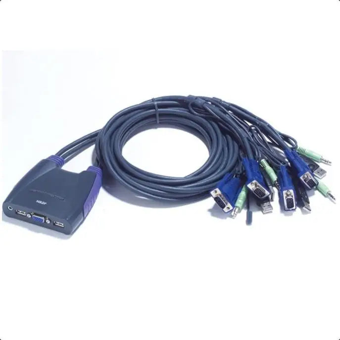 KVM switch ATEN CS64US from 2x USB A 1x VGA 1x 3.5mm jack to 4x USB A 4x VGA) 4x 3.5mm jack - KVM Суичове<<<Мрежово