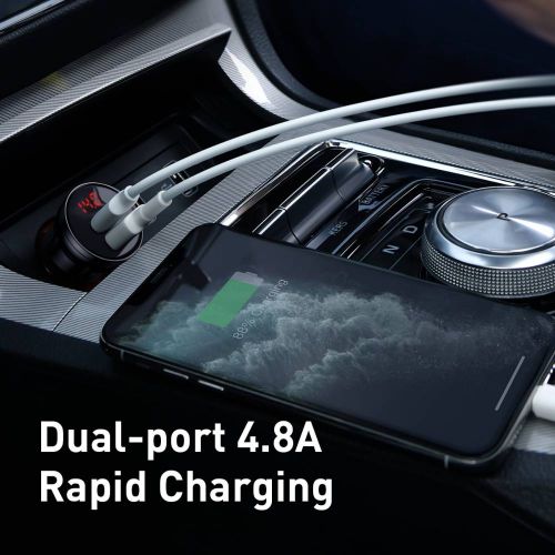 Ładowarka samochodowa Baseus z wyświetlaczem 2x USB 4,8A 24W (srebrna) - Car charger<<<Основна<<<DunaXML&&&Car