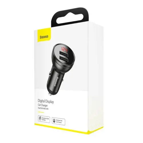 Ładowarka samochodowa Baseus z wyświetlaczem 2x USB 4,8A 24W (szara) - Car charger<<<Основна<<<DunaXML&&&Car