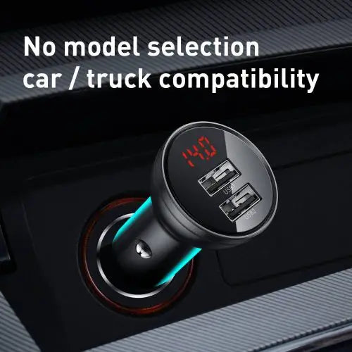 Ładowarka samochodowa Baseus z wyświetlaczem 2x USB 4,8A 24W (szara) - Car charger<<<Основна<<<DunaXML&&&Car