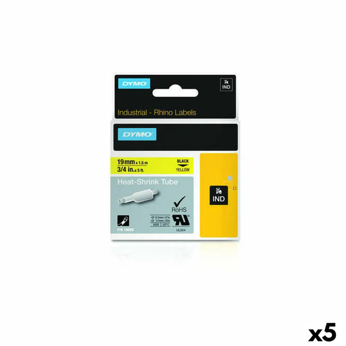 Laminated Tape for Labelling Machines Dymo 19 mm x 1,5 m Black Yellow (5 Units) - Електроника Периферни и резервни