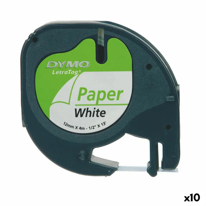 Laminated Tape for Labelling Machines Dymo 91200 12 mm LetraTag® White Black (10 Units) - Електроника Периферни и