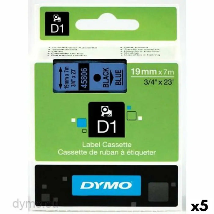 Laminated Tape for Labelling Machines Dymo D1 45806 LabelManager™ Black Blue (5 Units) - Електроника Периферни и