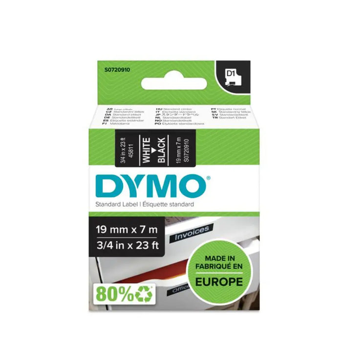 Laminated Tape for Labelling Machines Dymo D1 45811 LabelManager™ White Black (5 Units) - Електроника Периферни и