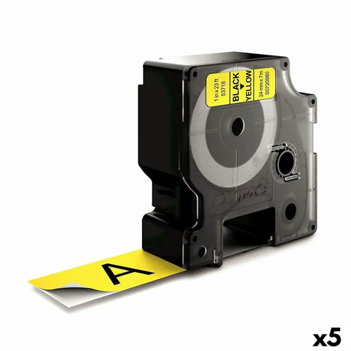 Laminated Tape for Labelling Machines Dymo D1 53718 24 mm LabelManager™ Black Yellow (5 Units) - Електроника Периферни