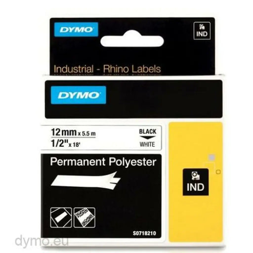 Laminated Tape for Labelling Machines Rhino Dymo ID1-12 12 x 5,5 mm Black White Self-adhesives (5 Units) - Електроника