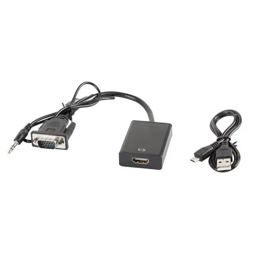 Lanberg adapter VGA (f) + audio 3.5mm jack -> HDMI (m) - Адаптери<<<LANBERG адаптери конектори и