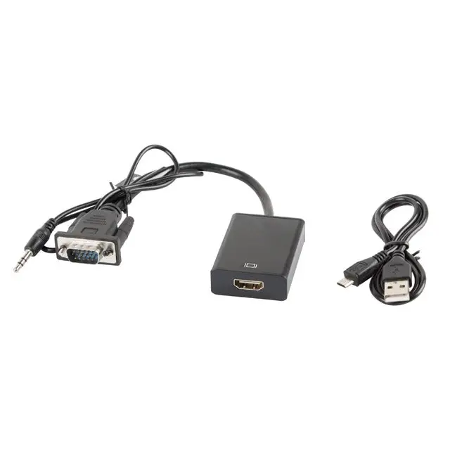 Lanberg adapter VGA (f) + audio 3.5mm jack -> HDMI (m) - Адаптери<<<LANBERG адаптери конектори и