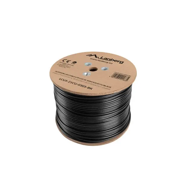 Lanberg LAN cable UTP Cat.5e 305m Outdoor Solid CU Fluke Passed black - Мрежови кабели<<<LANBERG мрежово и