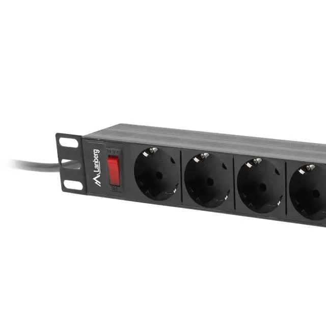 Lanberg power distribution unit (PDU) 19’’ 1U 16A 9xSchuko outlets,black - Захранващи панели<<<LANBERG сървърни шкафове