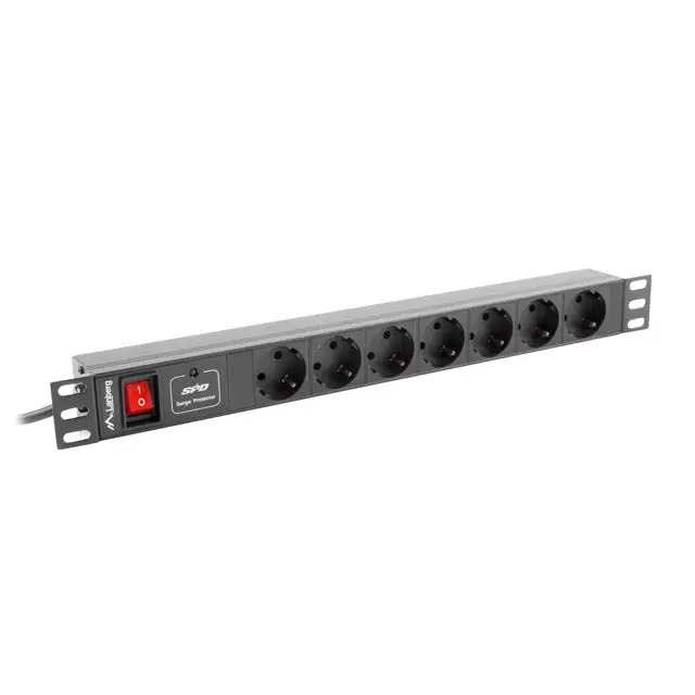 Lanberg power distribution unit (PDU) 19’’1U 16A 7 SOCKETS SCHUKO 2M black - Захранващи панели<<<LANBERG сървърни