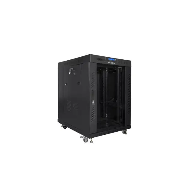 Lanberg rack cabinet 19’’ free-standing 15U/600x800 (flat pack) with glass door lcd black v2 - Сървърни и