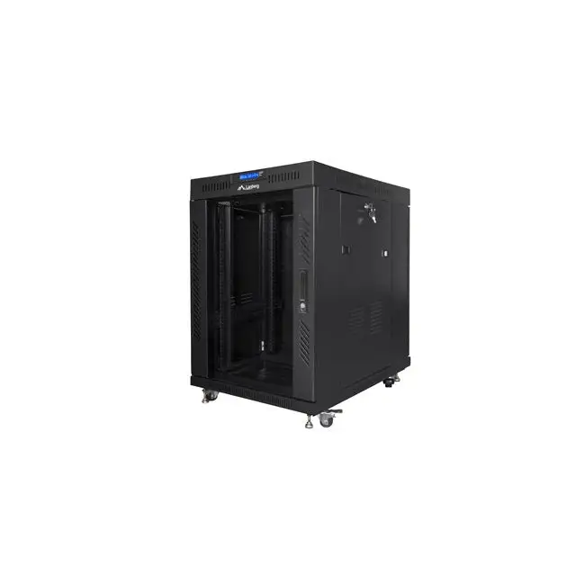 Lanberg rack cabinet 19’’ free-standing 15U/600x800 (flat pack) with glass door lcd black v2 - Сървърни и