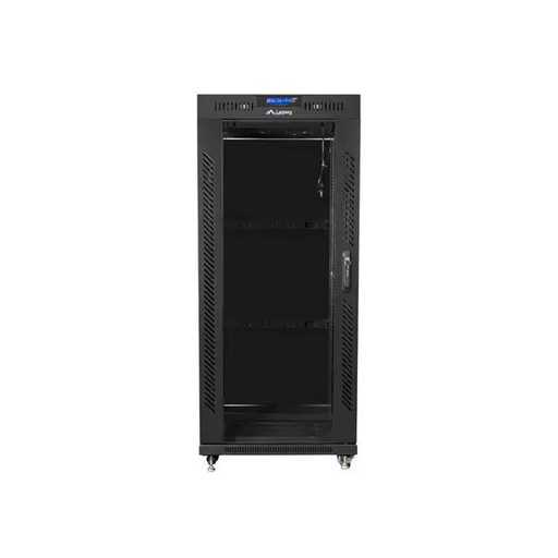 Lanberg rack cabinet 19’’ free-standing 27U / 600x600 self-assembly flat pack with glass door LCD black - Сървърни и