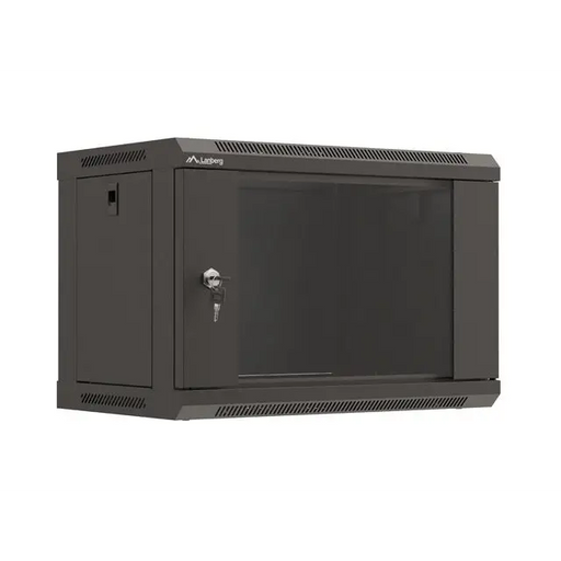 Lanberg rack cabinet 19’’ wall-mount 6U/540x350 (flat pack) with glass door black - Сървърни и комуникационни