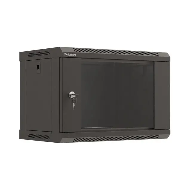 Lanberg rack cabinet 19’’ wall-mount 6U/540x350 (flat pack) with glass door black - Сървърни и комуникационни