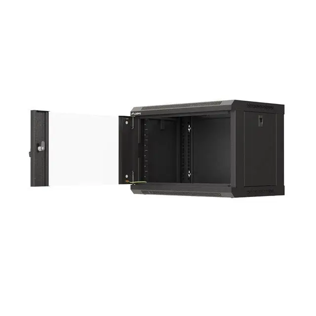 Lanberg rack cabinet 19’’ wall-mount 6U/540x350 (flat pack) with glass door black - Сървърни и комуникационни
