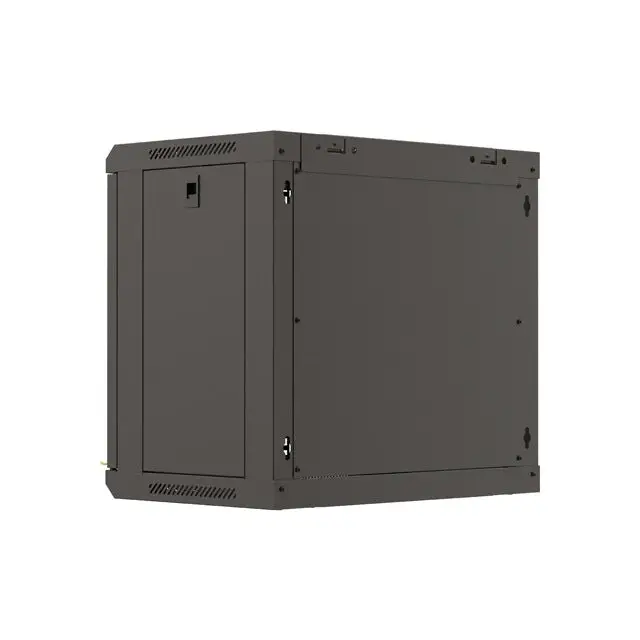 Lanberg rack cabinet 19’’ wall-mount 9U/540x350 (flat pack) with glass door black - Сървърни и комуникационни