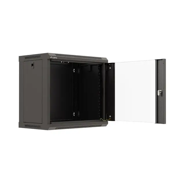 Lanberg rack cabinet 19’’ wall-mount 9U/540x350 (flat pack) with glass door black - Сървърни и комуникационни