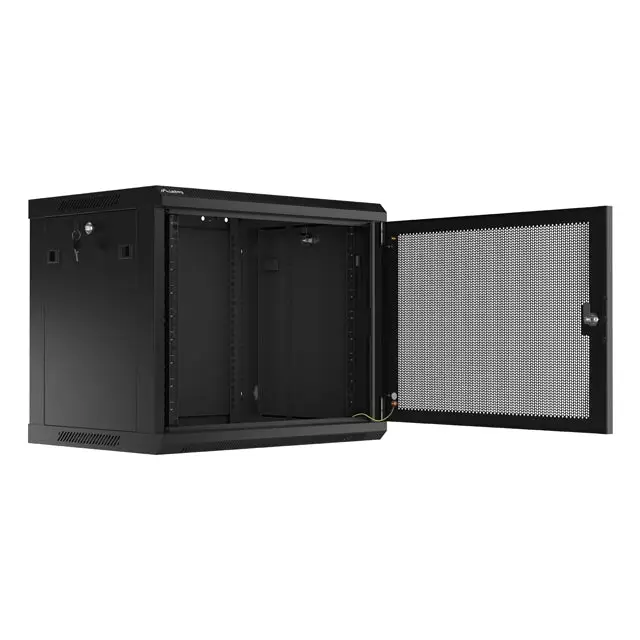 Lanberg rack cabinet 19’’ wall-mount 9U/600x450 with perforated door black (flat pack) - Сървърни и комуникационни