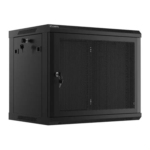 Lanberg rack cabinet 19’’ wall-mount 9U/600x450 with perforated door black (flat pack) - Сървърни и комуникационни