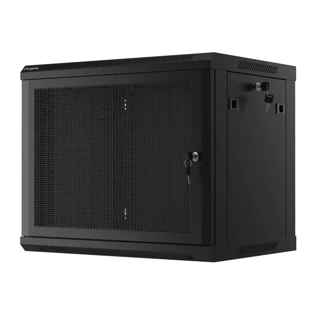 Lanberg rack cabinet 19’’ wall-mount 9U/600x450 with perforated door black (flat pack) - Сървърни и комуникационни