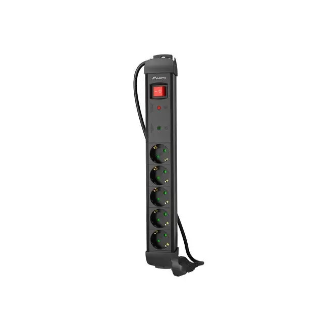 Lanberg surge protector sp1 5m 5x schuko outlets black - Разклонители<<<LANBERG сървърни шкафове и