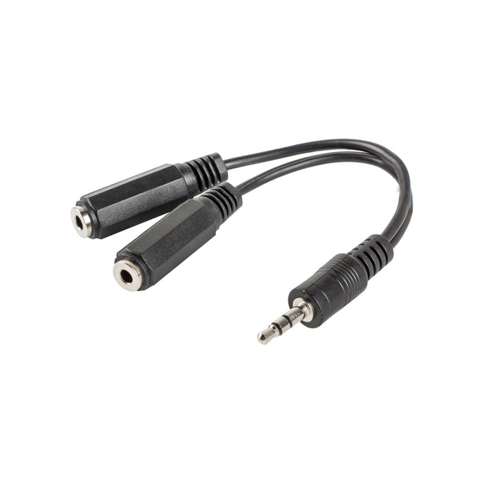 Lanberg adapter jack stereo (M) -> jack stereo (F) X2 10cm, black
