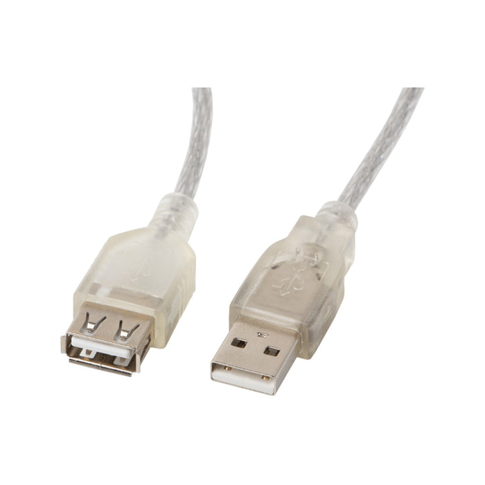 Lanberg extension cable USB 2.0 AM-AF,  1.8m, transparent ferrite