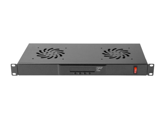 Lanberg 19" fan unit / ventilation panel with lcd 2 fans + thermostat, 230V, black