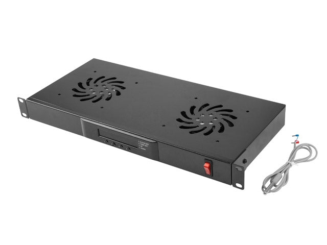 Lanberg 19" fan unit / ventilation panel with lcd 2 fans + thermostat, 230V, black