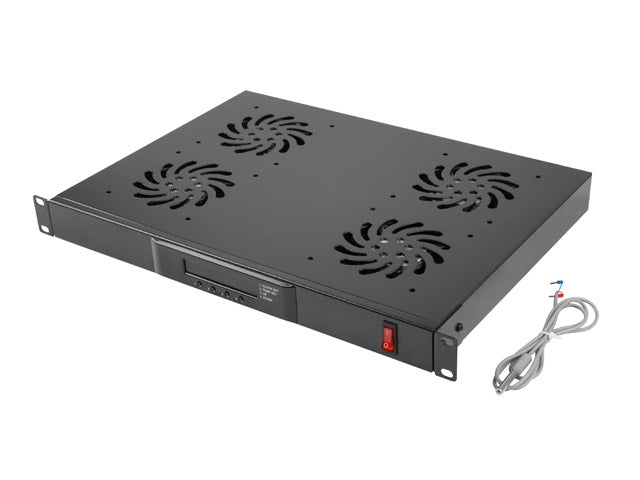 Lanberg 19" fan unit / ventilation panel with lcd 4 fans + thermostat, 230V, black