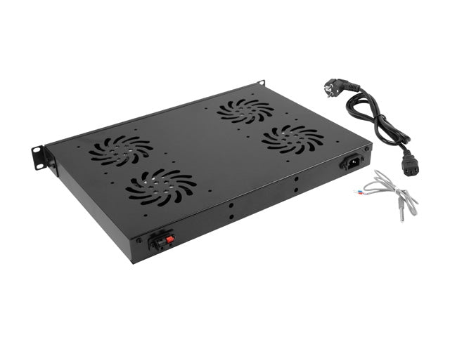 Lanberg 19" fan unit / ventilation panel with lcd 4 fans + thermostat, 230V, black