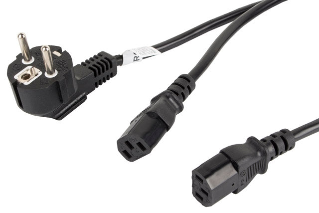 Lanberg CEE 7/7 -> 2X IEC 320 C13 power cord 2m VDE, black