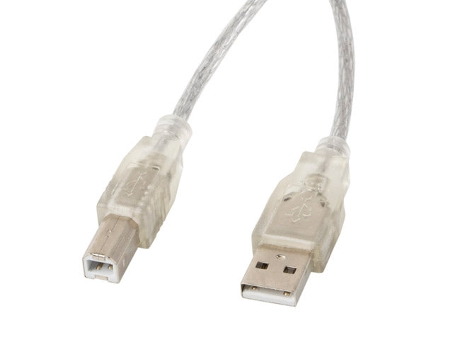 Lanberg USB-A (M) -> USB-B (M) 2.0 cable 1.8m, transparent ferrite