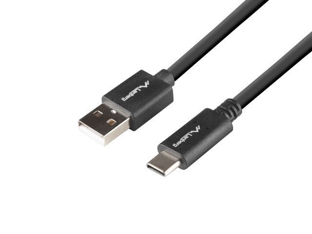 Lanberg USB-C(M) -> USB-A(M) 2.0 cable 1m QC, black BOX