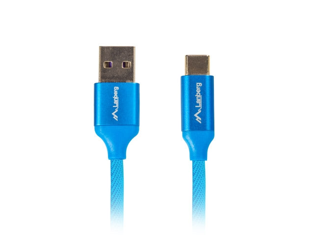 Lanberg USB-C(M) ->  USB-A (M) 2.0 cable 1m, blue premium QC 3.0