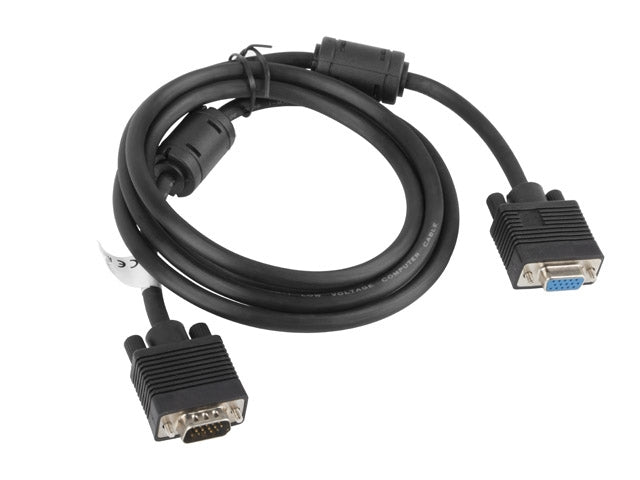 Lanberg VGA M/F extension cable 1.8m shielded, ferrite, black