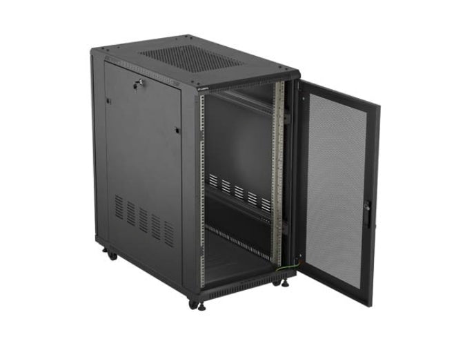 Lanberg Rack Cabinet 19" Free-Standing 22U/600X1000 (FlAT Pack) With Mesh Door Black