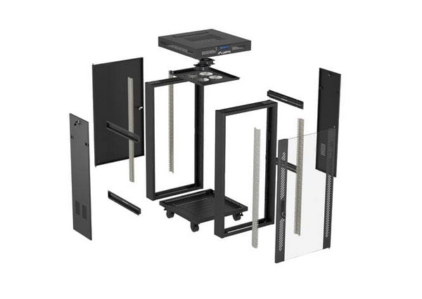 Lanberg Rack Cabinet 19" Free-Standing 22U/600X600 (FlAT Pack) With Glass Door LCD Black V2