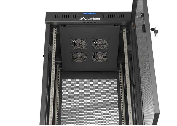 Lanberg Rack Cabinet 19" Free-Standing 24U/600X600 (FlAT Pack) With Mesh Door LCD Black V2