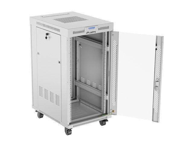 Lanberg rack cabinet 19" free-standing 22U/600x800 (flat pack) with glass door lcd grey v2