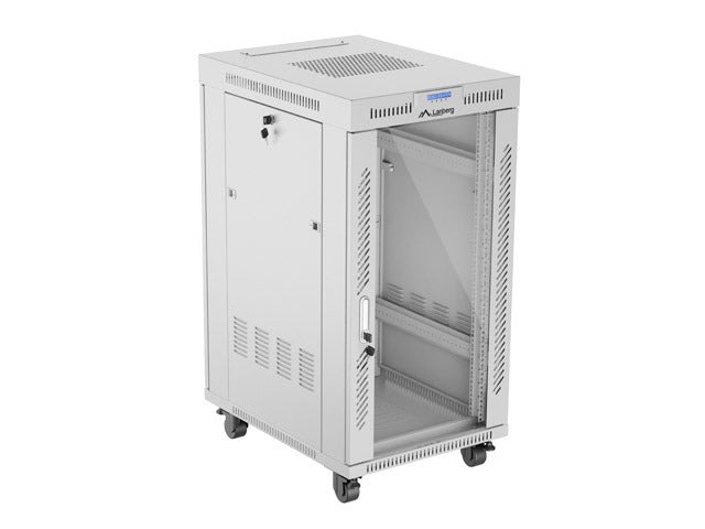 Lanberg rack cabinet 19" free-standing 22U/600x800 (flat pack) with glass door lcd grey v2