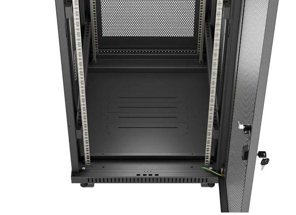Lanberg Rack Cabinet 19" Free-Standing 24U/600X800 (FlAT Pack) With Mesh Door LCD Black V2