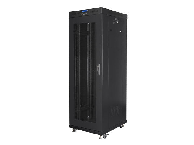 Lanberg rack cabinet 19" free-standing 37U / 600x800 self-assembly flat pack with mesh door LCD, black