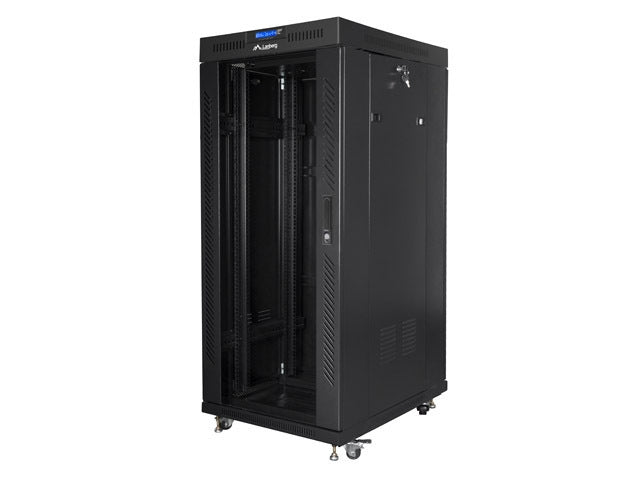 Lanberg rack cabinet 19" free-standing 27U/800x1000 (flat pack) with glass door lcd black v2