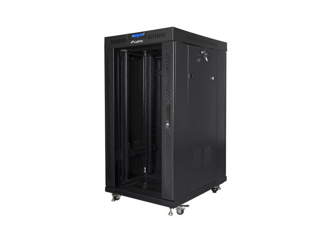 Lanberg rack cabinet 19" free-standing 22U/800x800 (flat pack) with glass door lcd black v2